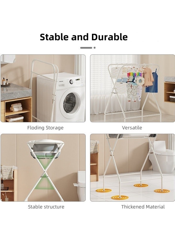 والالا حوض استحمام قابل للطي، لا ينحني، مزود بمستشعر درجة حرارة الطفل، مع دعامة مرتفعة وسجادة استحمام، يتحمل وزن 50 كجم - Image 3